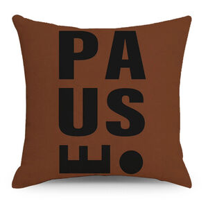 PAUSE Pattern Pillow Cover In Brown